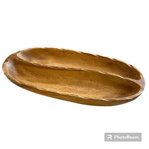 Beekman Home Handcrafted Divided Wooden Bowl/Serving Dish/Tray